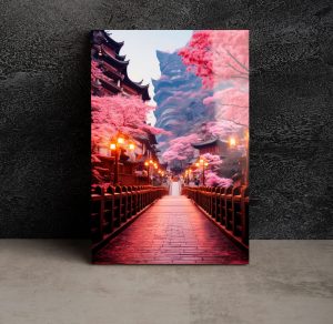 Szklany obraz Japonia Miasto Kwitnąca wiśnia - obrazek 3