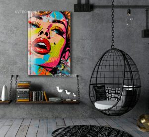 Szklany obraz Kobieta Pop Art Usta Komiks Retro - obrazek 3