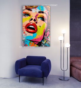Szklany obraz Kobieta Pop Art Usta Komiks Retro - obrazek 5