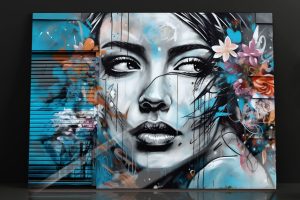 Szklany obraz Graffiti Twarz kobieta Street Art - obrazek 2