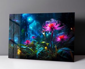 Szklany obraz Magiczny las Rośliny Noc Gwiazdy - obrazek 3