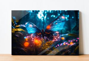 Szklany obraz Magiczny motyl Noc Niebieski - obrazek 2