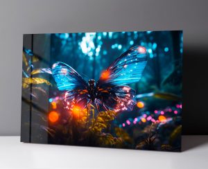 Szklany obraz Magiczny motyl Noc Niebieski - obrazek 3