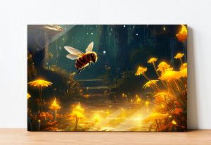 Szklany obraz Bajkowy las magiczny złoty - obrazek 2