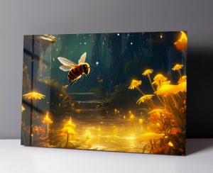 Szklany obraz Bajkowy las magiczny złoty - obrazek 3