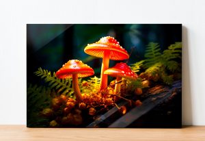 Szklany obraz Świecące grzyby Muchomory magiczne Las - obrazek 2