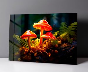 Szklany obraz Świecące grzyby Muchomory magiczne Las - obrazek 3