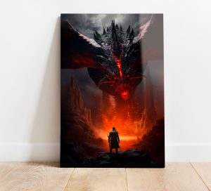 Szklany obraz Wojownik Ogień Fantasy Kraina zła - obrazek 2