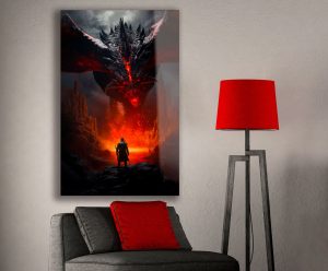 Szklany obraz Wojownik Ogień Fantasy Kraina zła - obrazek 4