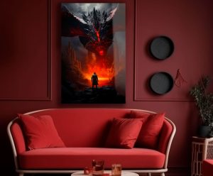 Szklany obraz Wojownik Ogień Fantasy Kraina zła - obrazek 5