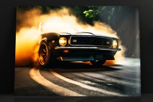 Szklany obraz Szybki samochód Auto Retro Dym - obrazek 2