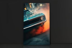 Szklany obraz Drift Dym Samochód Auto Retro - obrazek 2