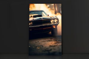 Szklany obraz Czarne auto Retro Stary samochód - obrazek 2
