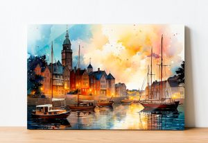 Szklany obraz Malarstwo Port miejski Miasto - obrazek 2