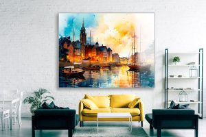 Szklany obraz Malarstwo Port miejski Miasto - obrazek 4