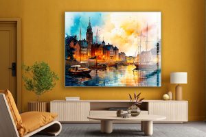 Szklany obraz Malarstwo Port miejski Miasto - obrazek 5
