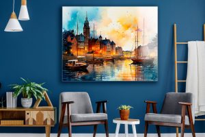 Szklany obraz Malarstwo Port miejski Miasto - obrazek 6