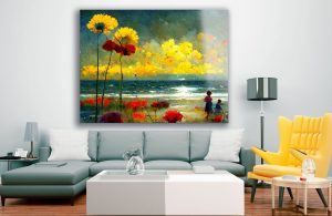 Szklany obraz Malarstwo Surrealizm Kwiaty Plaża - obrazek 4