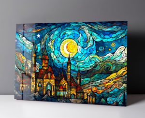 Szklany obraz Witraż Niebo Noc Księżyc Kościół - obrazek 3