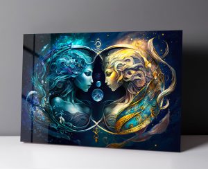 Szklany obraz Znaki Zodiaku Bliźnięta Gemini Ona - obrazek 3