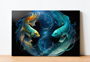 Szklany obraz Znaki Zodiaku Ryby Pisces - obrazek 2