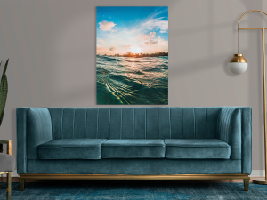 Szklany obraz Morze Ocean Niebo Fale Palmy - obrazek 4
