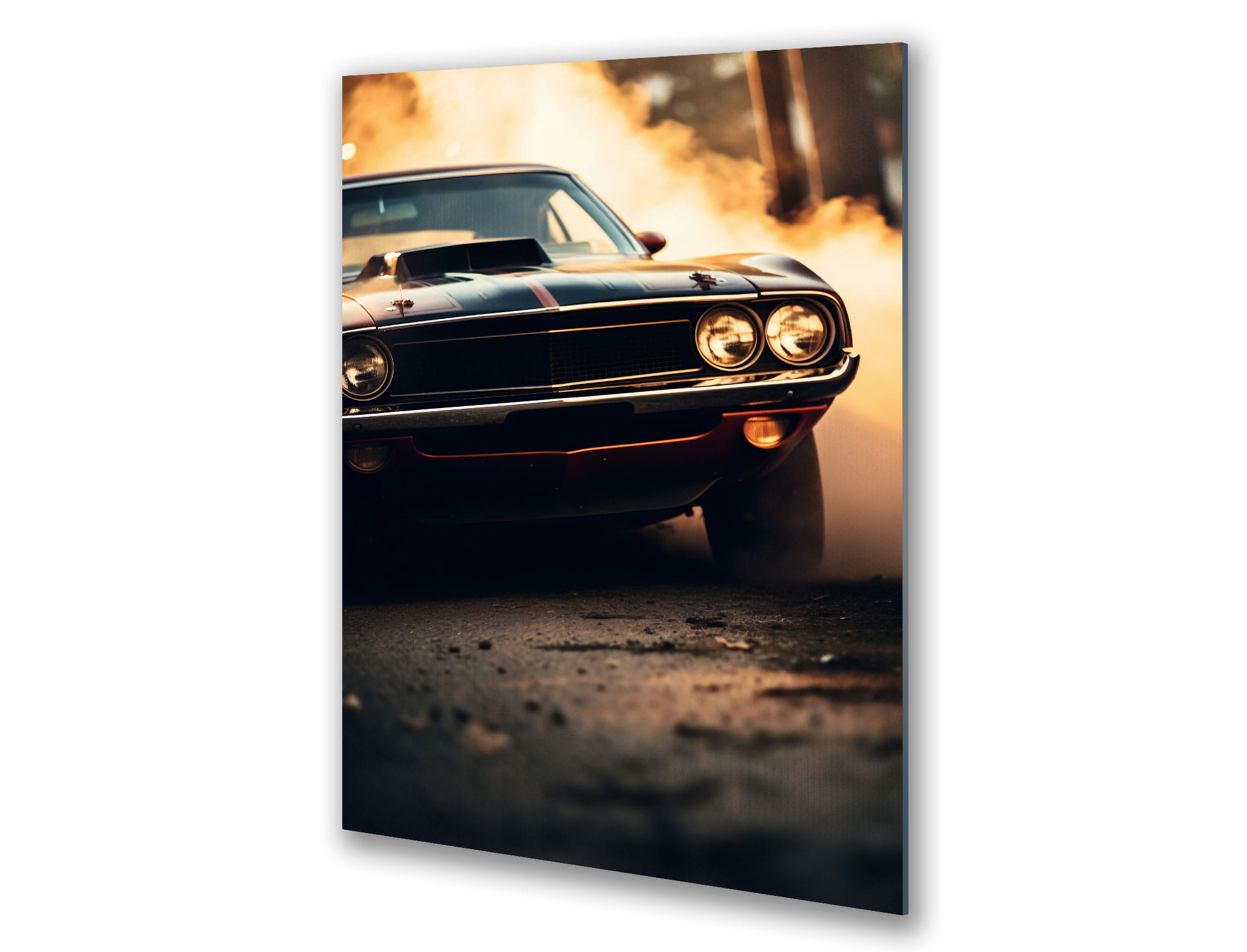 9647 Szklany obraz Czarne auto Retro Stary samochód - obrazek 1